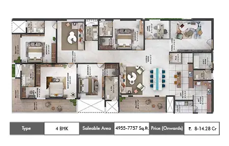 4 BHK 4955 - 7757 SqFt